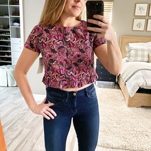 Zara Trafaluc Short Sleeve Crop Top Size M